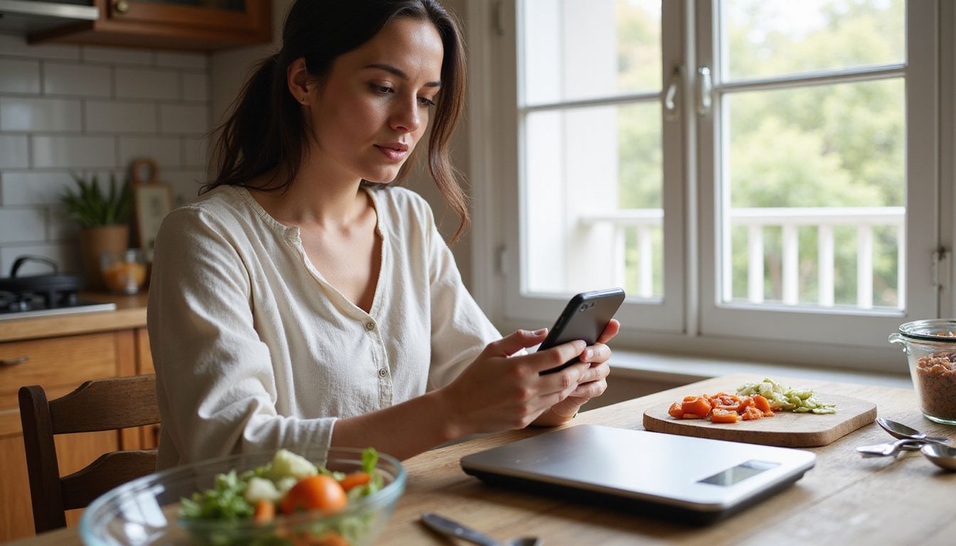 Person assembling a simple, healthy meal to log in a calorie app.