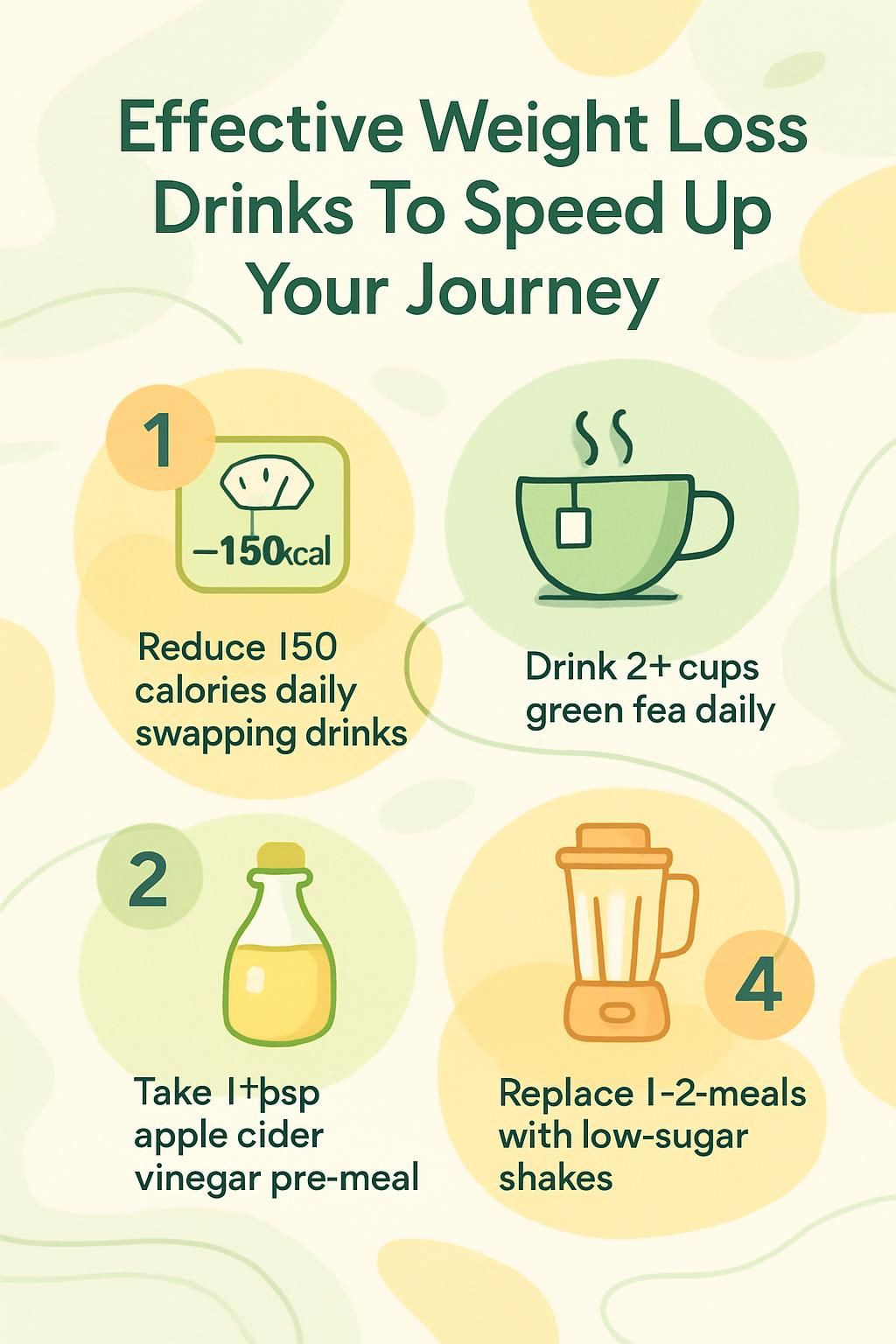 Infographic highlighting low-calorie drink swaps, hydration tips, and metabolism-friendly beverages.
