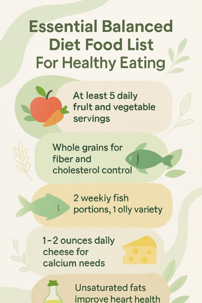 Essential Balanced Diet Food List For Healthy Eating