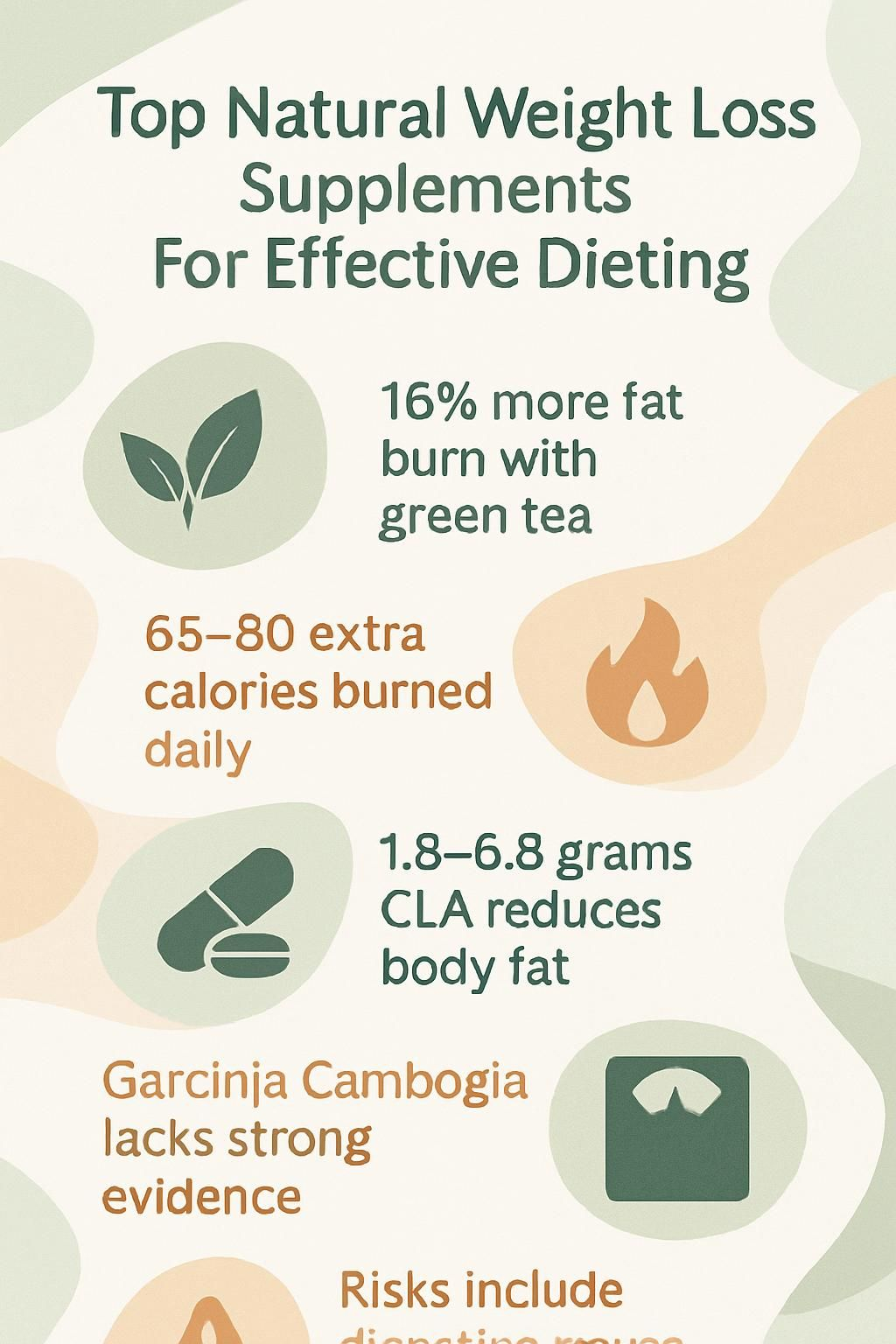 Infographic summarizing natural supplements for weight control.