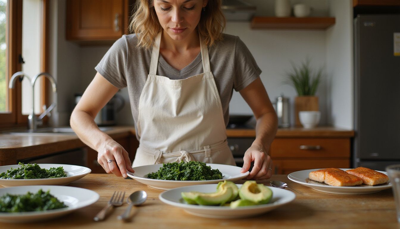Preparing low carb ingredients for a keto meal plan on a clean countertop.