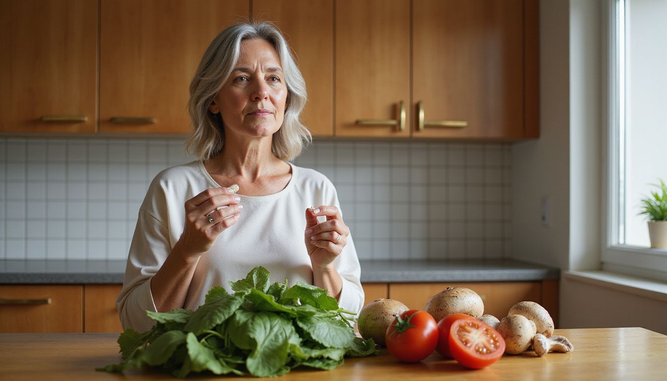 A woman preparing a simple, nutrient-dense meal at home.