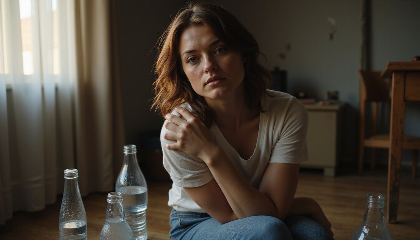 Woman reflecting quietly during a three-day water fast.