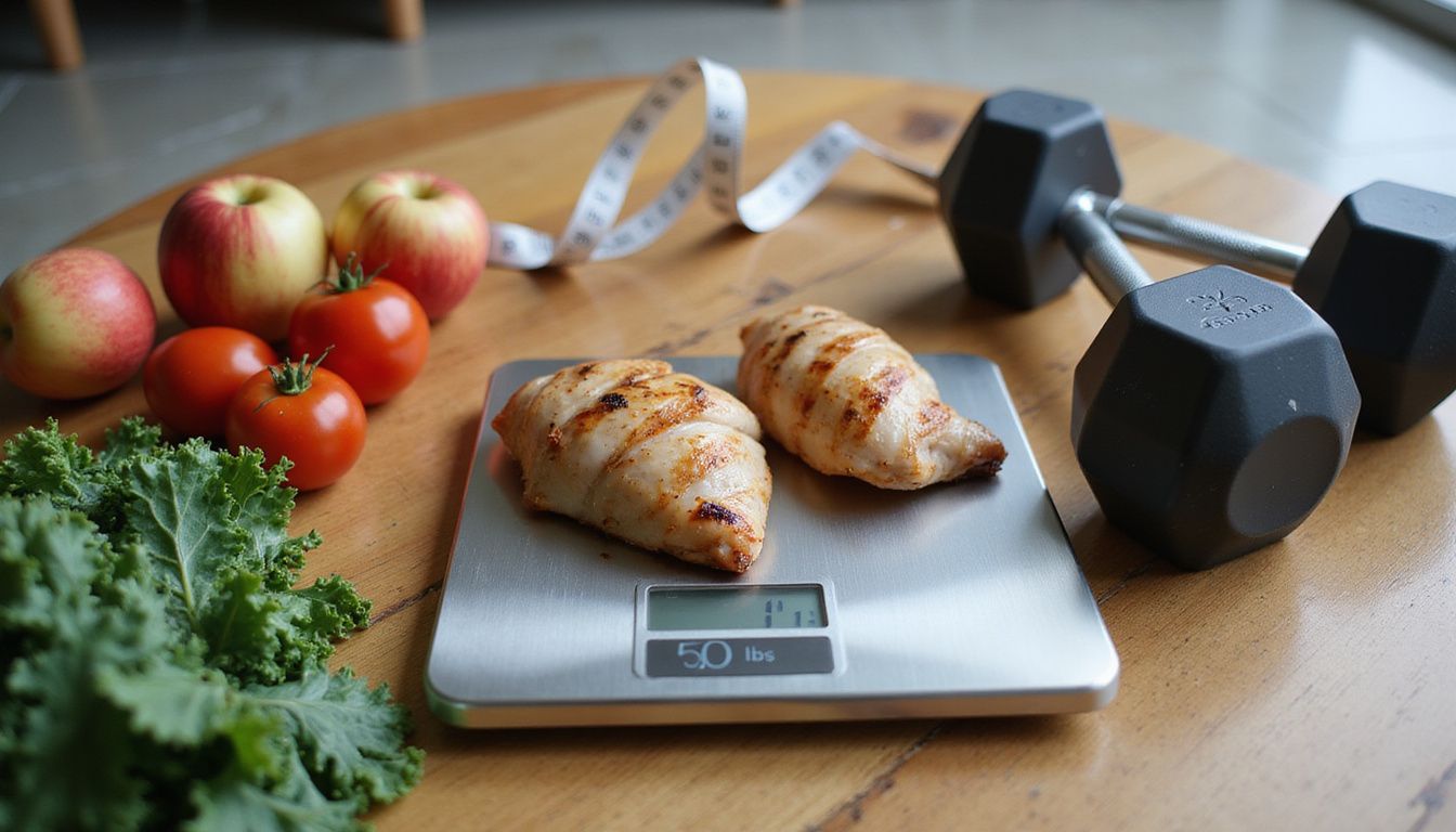 Kitchen scale with fresh produce showing a small weight change. Kitchen scale with fresh produce showing a small weight change.