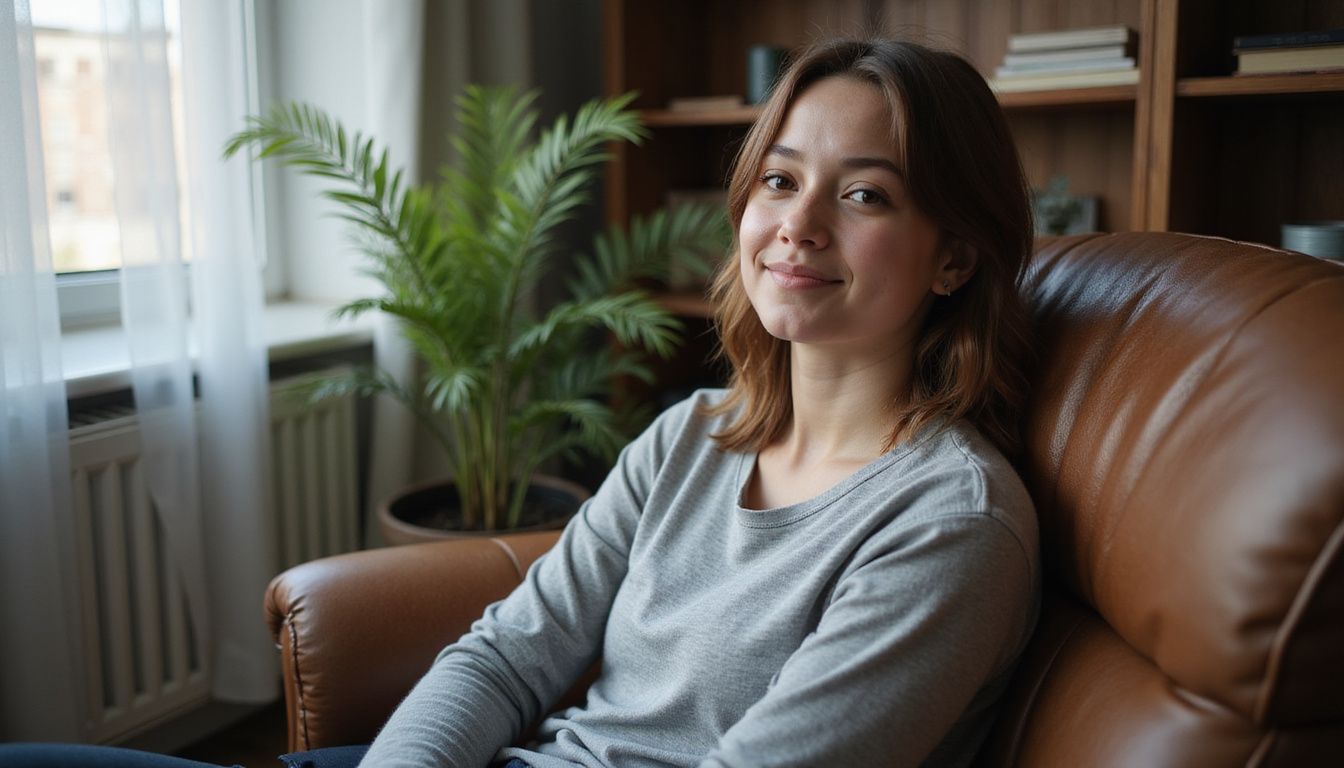 Anya Taylor-Joy seated in a cozy room, relaxed and thoughtful.