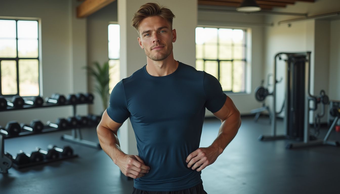 A focused creator practicing a workout in a modern gym.