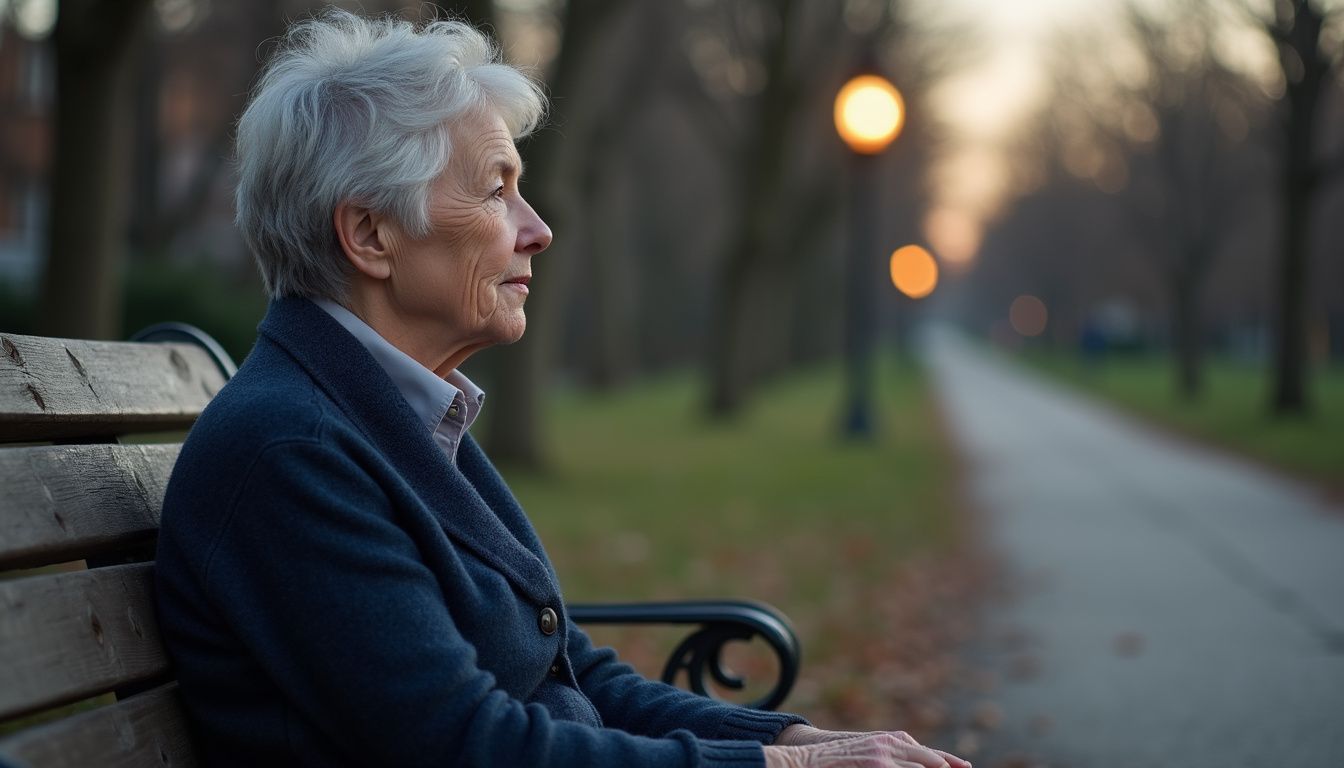 A thoughtful woman sits on a park bench, reflecting during a quiet moment. A thoughtful woman sits on a park bench, reflecting during a quiet moment.