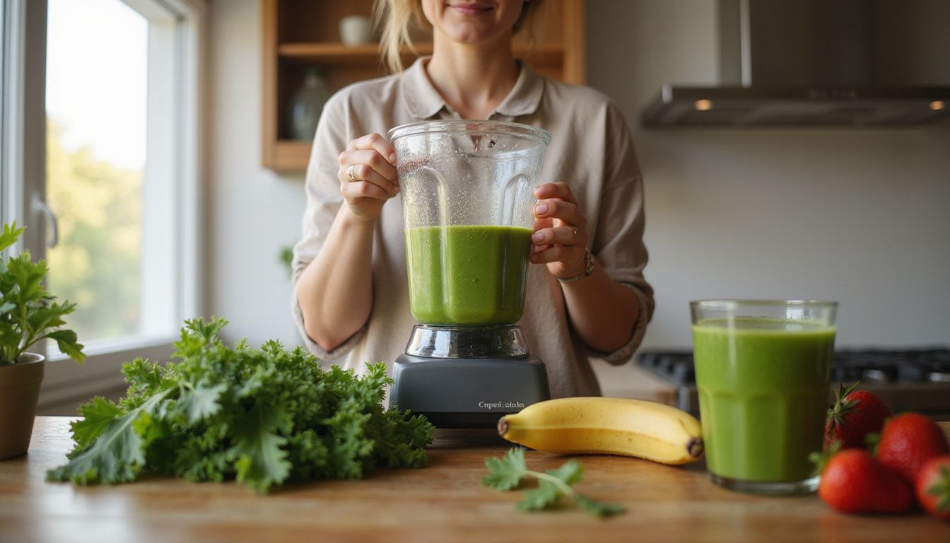 Preparing a green smoothie that supports metabolism and appetite control.