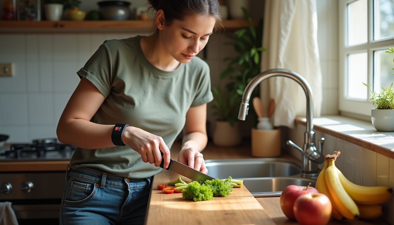 Cooking a balanced, colorful meal at home for healthy weight loss. Cooking a balanced, colorful meal at home for healthy weight loss.