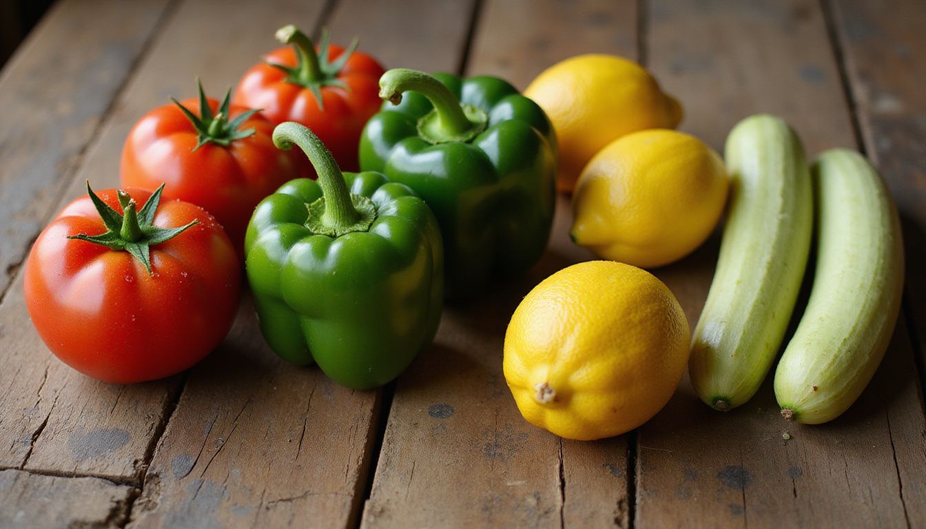 Colorful produce, grains, and lean proteins arranged for a balanced high-protein, low-calorie plan. Colorful produce, grains, and lean proteins arranged for a balanced high-protein, low-calorie plan.