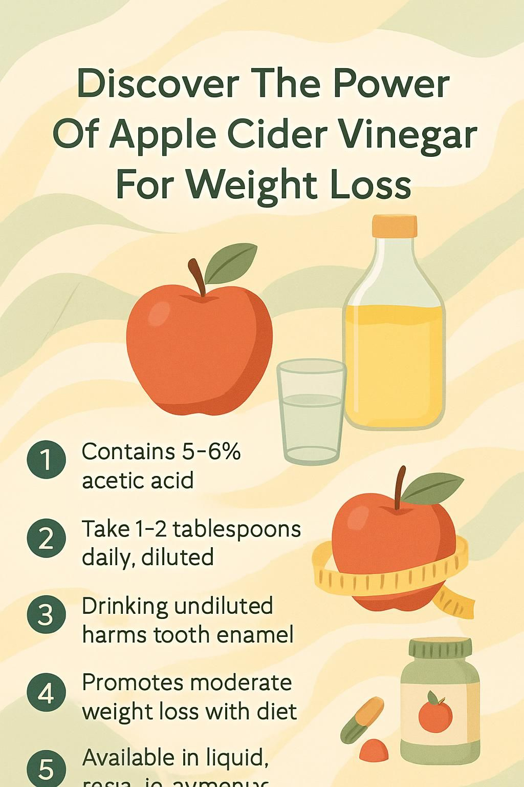 Infographic showing ways to use apple cider vinegar for weight management. Infographic showing ways to use apple cider vinegar for weight management.