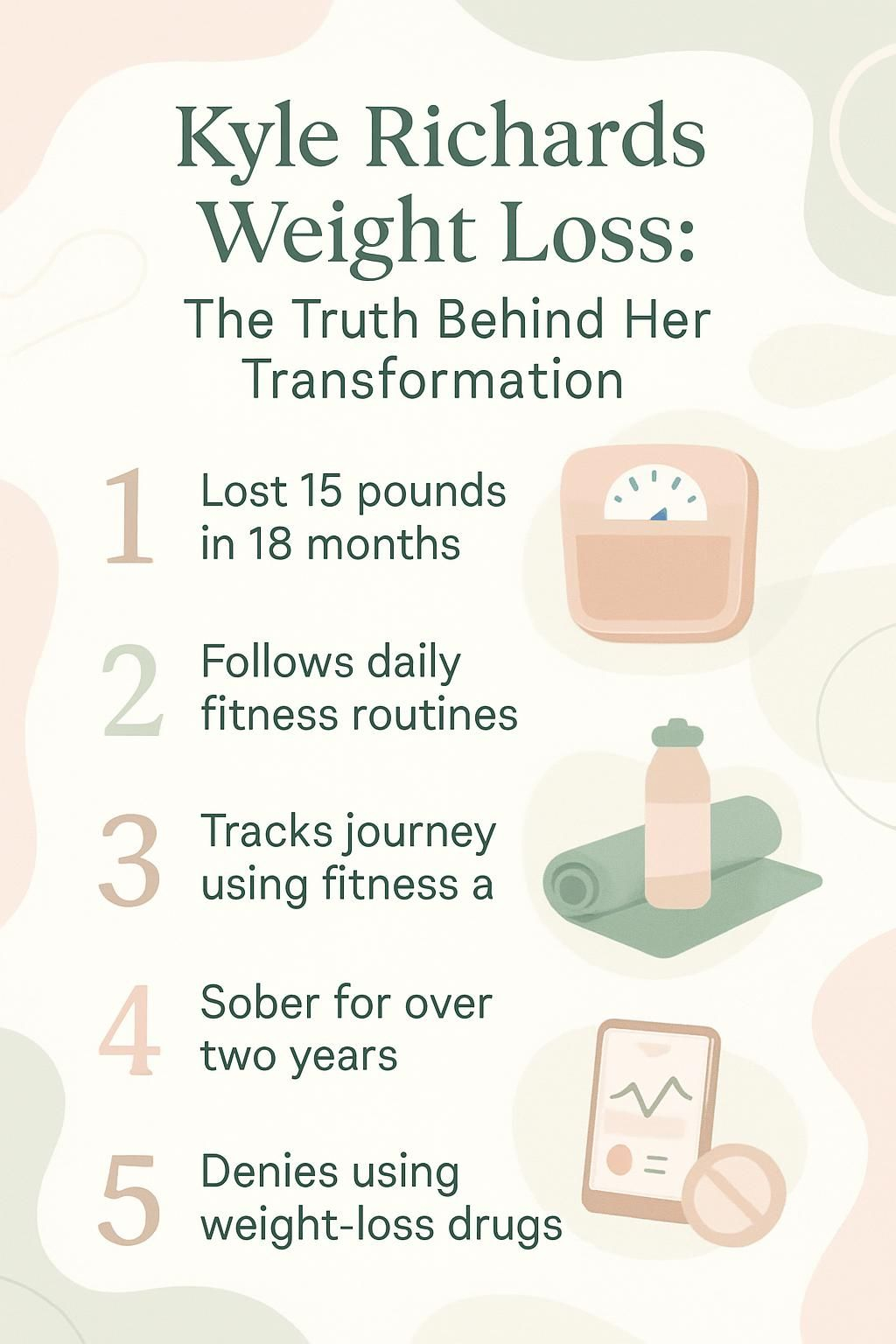 Infographic summarizing Kyle Richards’ weight loss approach.