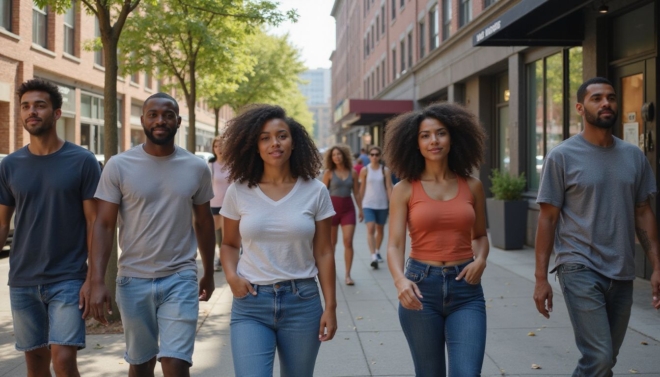 Busy city sidewalk with confident people expressing unique style. Busy city sidewalk with confident people expressing unique style.