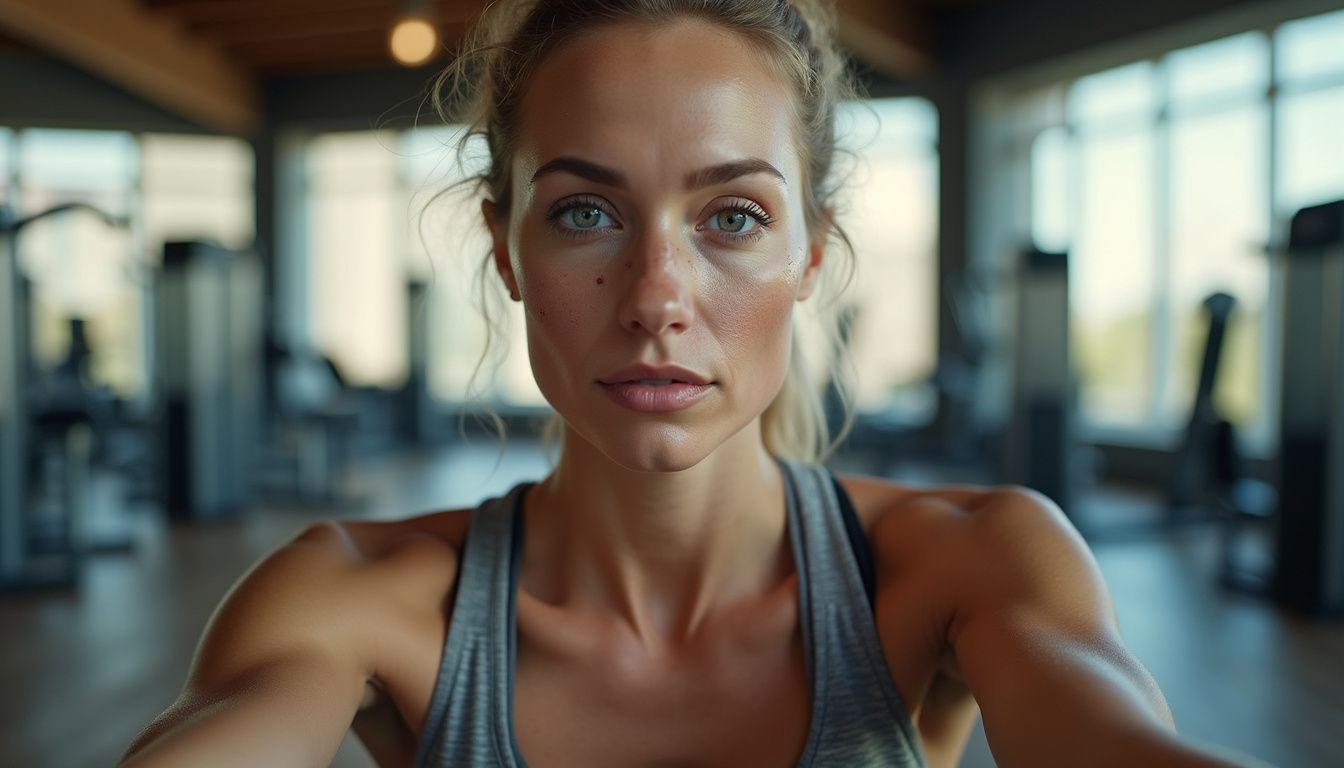 Focused athlete training in a modern gym, highlighting a strong, lean build. Focused athlete training in a modern gym, highlighting a strong, lean build.