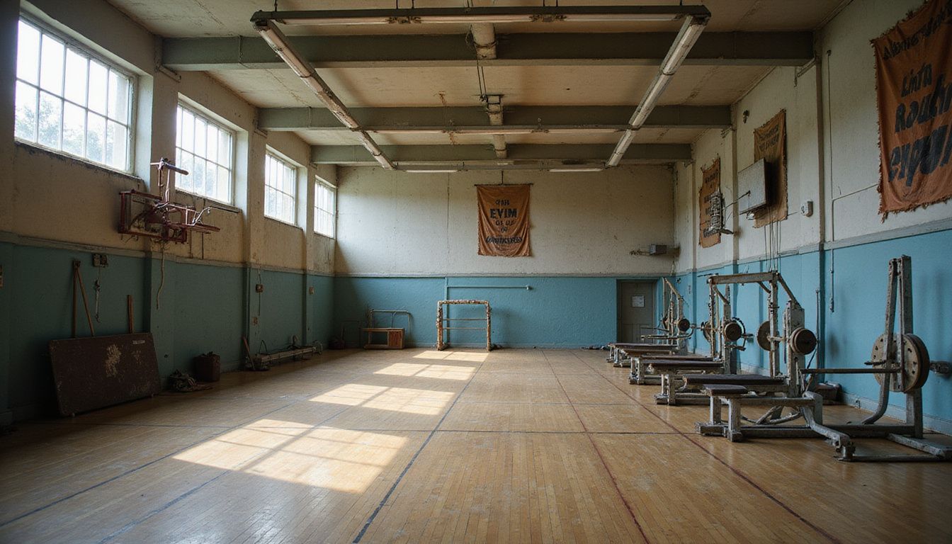 A well-worn gym space that hints at long-term effort and change.