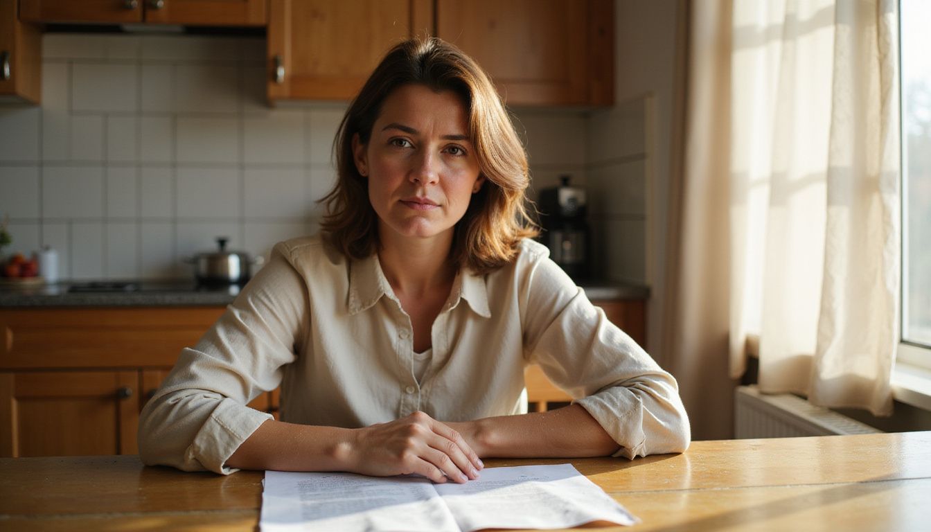 Person reviewing a printed checklist of thyroid-friendly foods at the table.