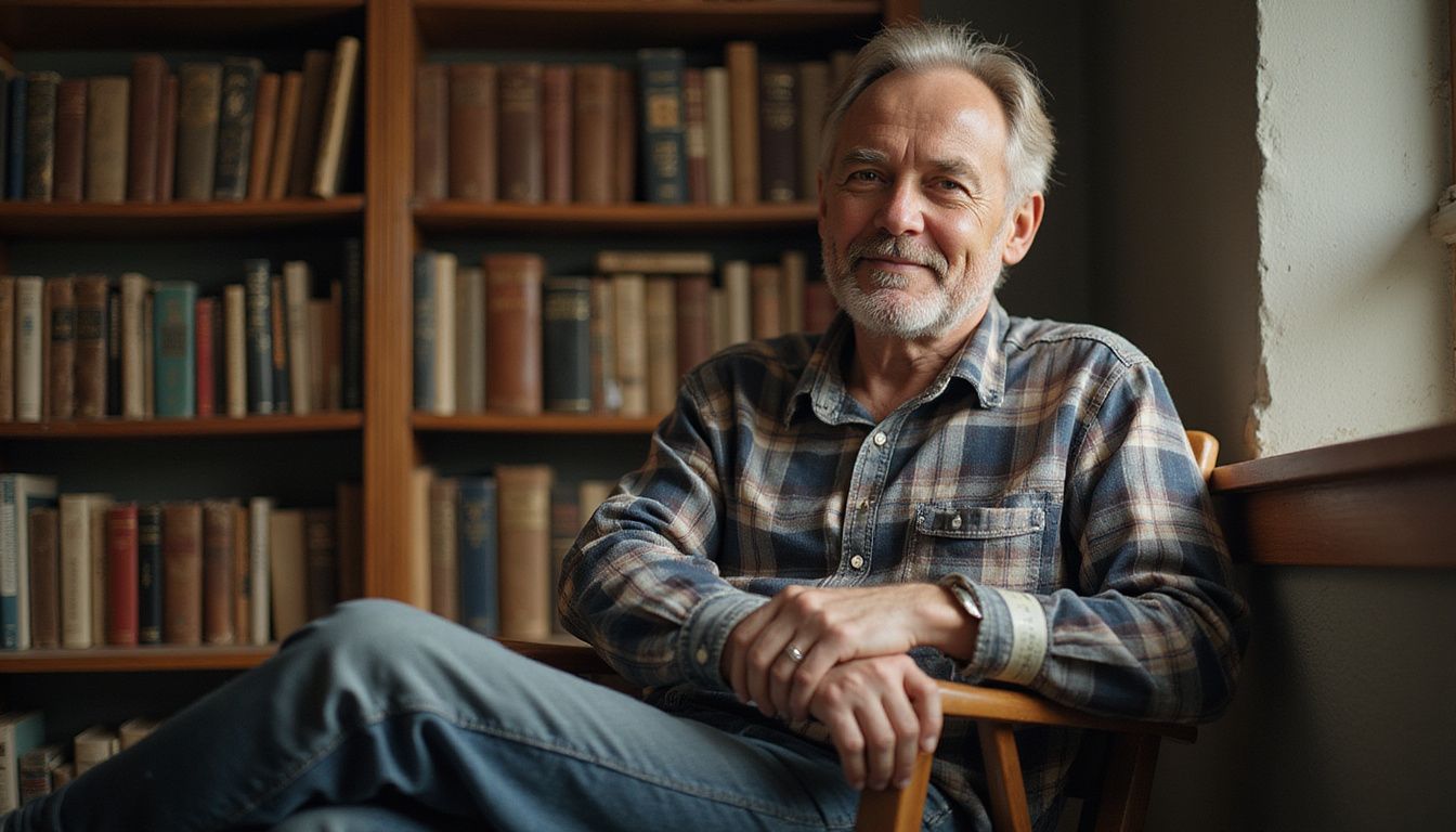 Actor Timothy Spall seated indoors, reflecting on his career and health.